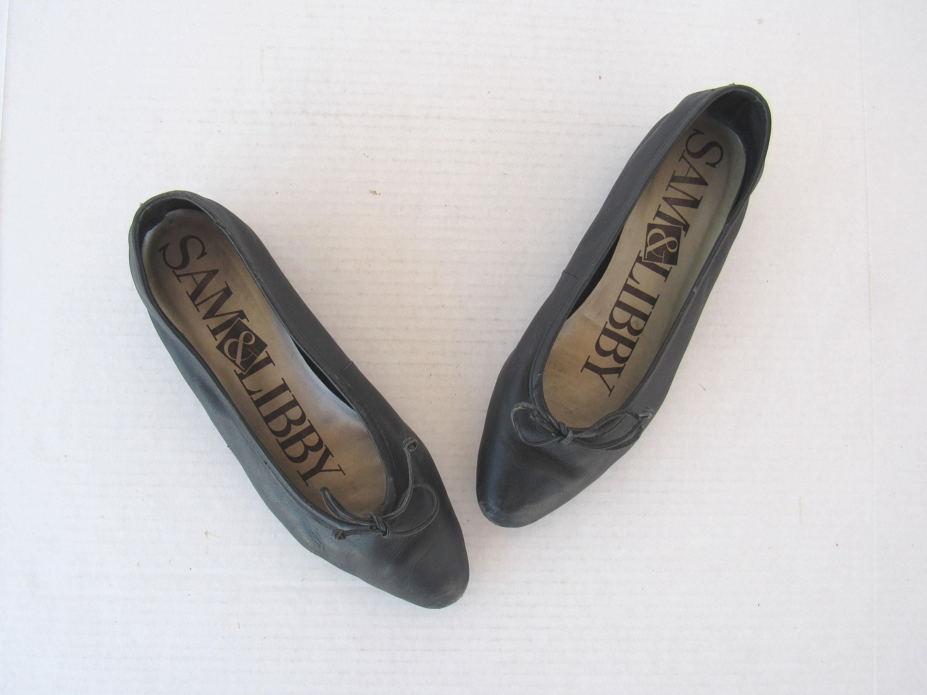 Vintage Y2K Sam Libby All Leather Flat Heel Tie Bow Ballet