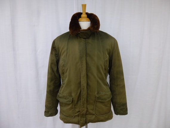 Vintage 50s US Military Utility Zip-up Parka Jacket Army Cotton 