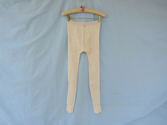 Vintage 50s 60s Bira Tween Boy Thermal 100% Cotton Long Johns Underwear  Cream Stretchy Warm Mid-century Retro Read Description Glam Garb 