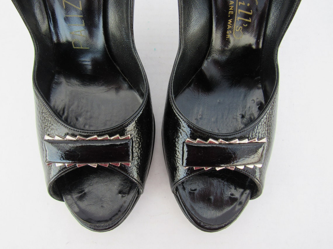 Vintage 40s 50s Palizzio New York Patent Leather Peep Toe High | Etsy