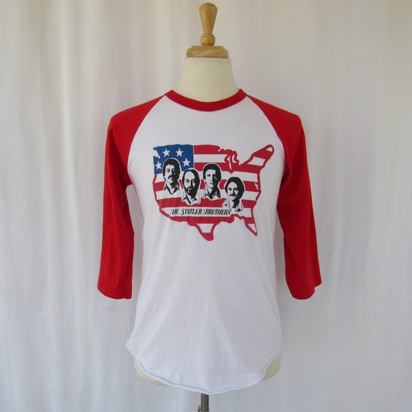 Vintage 80s The Statler Brothers Graphic Print Screen Star Cotton Blend Raglan T-Shirt Retro Country Music USA| read description | Glam Garb