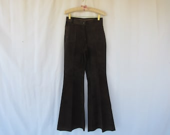 Vintage 70s Suede Bell Bottom Pants: Cortefiel Spanish Leather Trousers Retro | read description