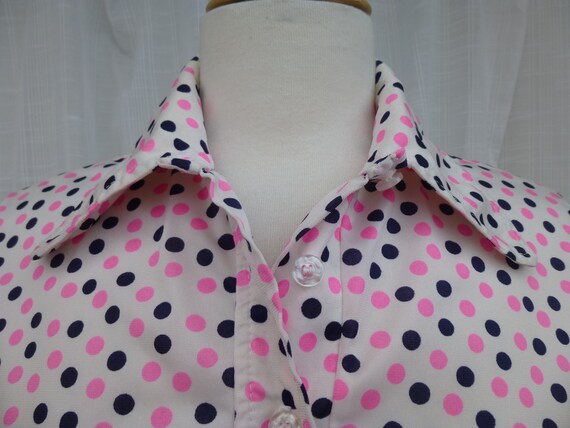 Vintage 70s Jantzen Polka Dots Halfway Buttoned F… - image 4