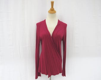 Vintage Y2K Olivia Moon 100% Rayon Knit Open Wrap Cardigan - Fushia Mod | read description