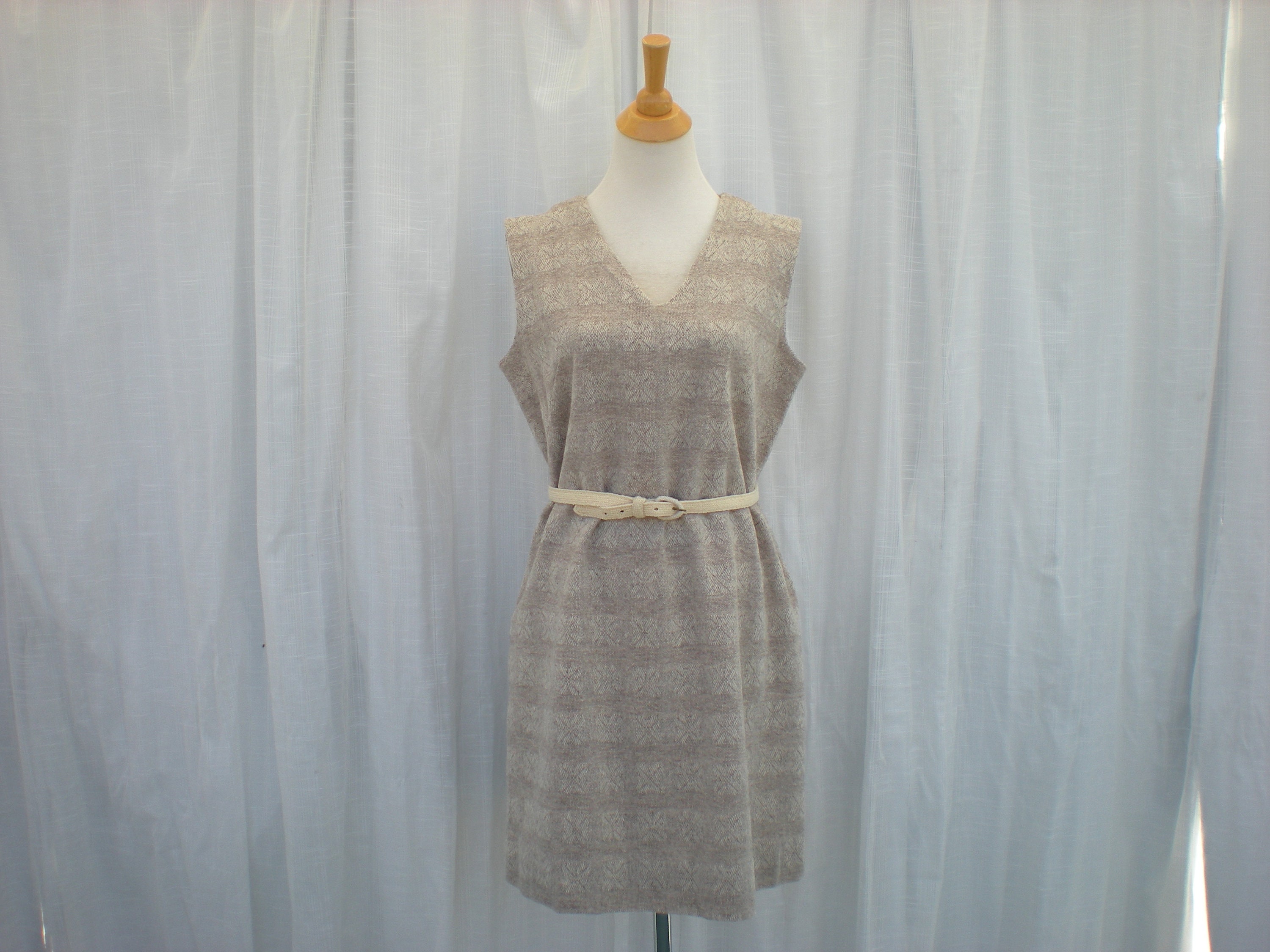 Vintage 70s Snowflake Fitted Wool Vest Dress M L Grey Beige | Etsy