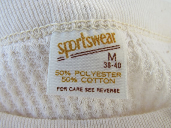 Vintage 70s Sportswear Thermal Shirt Cotton Undershirt Underwear Cream  Off-white Crew Neck Long Sleeve Retro Read Description Glam Garb 