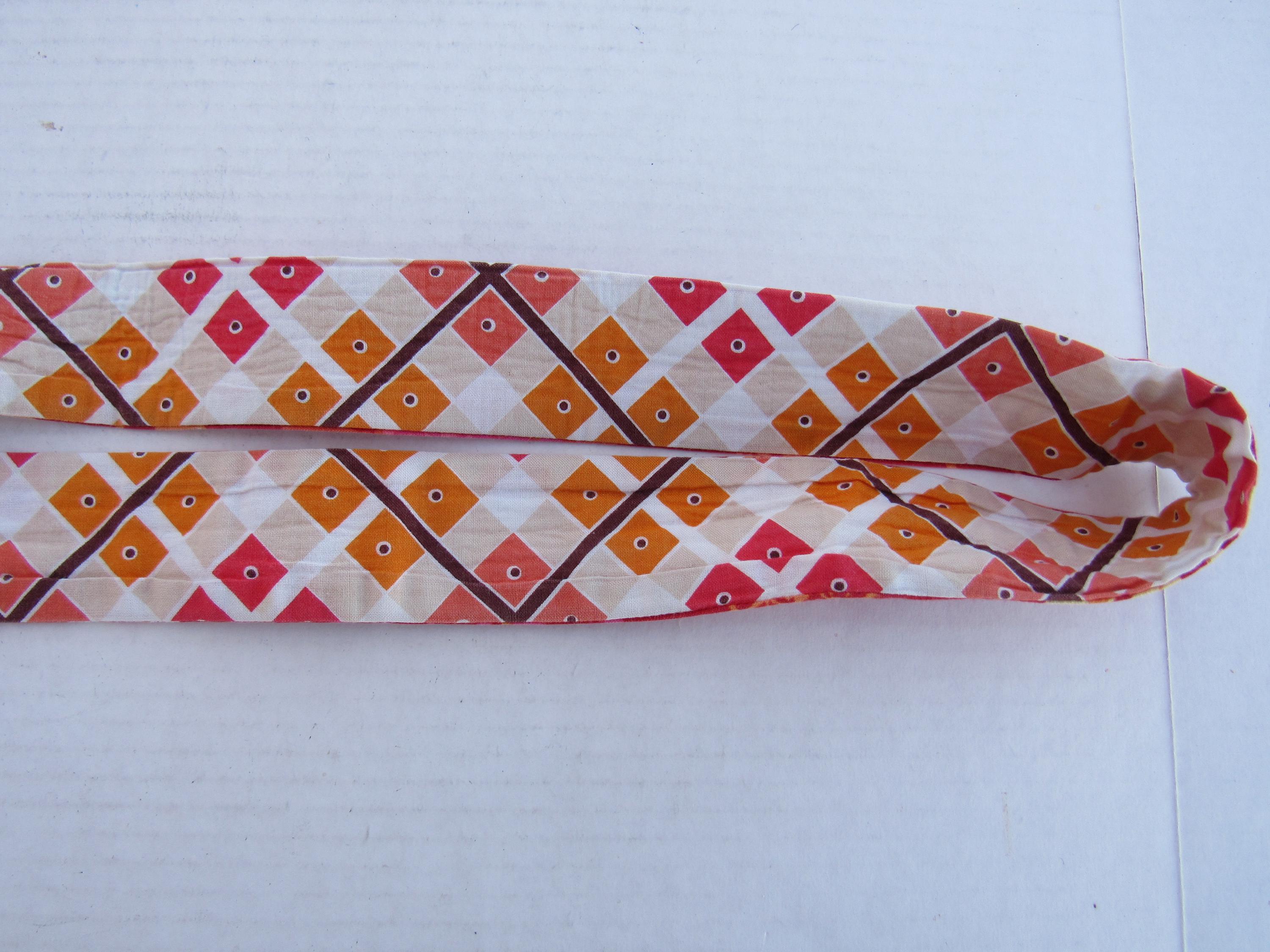 Vintage 60s 70s Reversible Cotton Sash Belt: Floral 