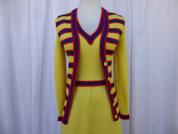 Vintage 60s Giamo Knit Geometric Striped Long Maxi