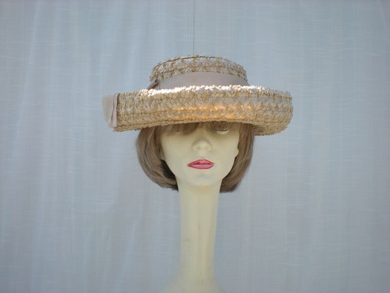 Vintage 60s Modern Miss Formal Straw Sun Bucket H… - image 2