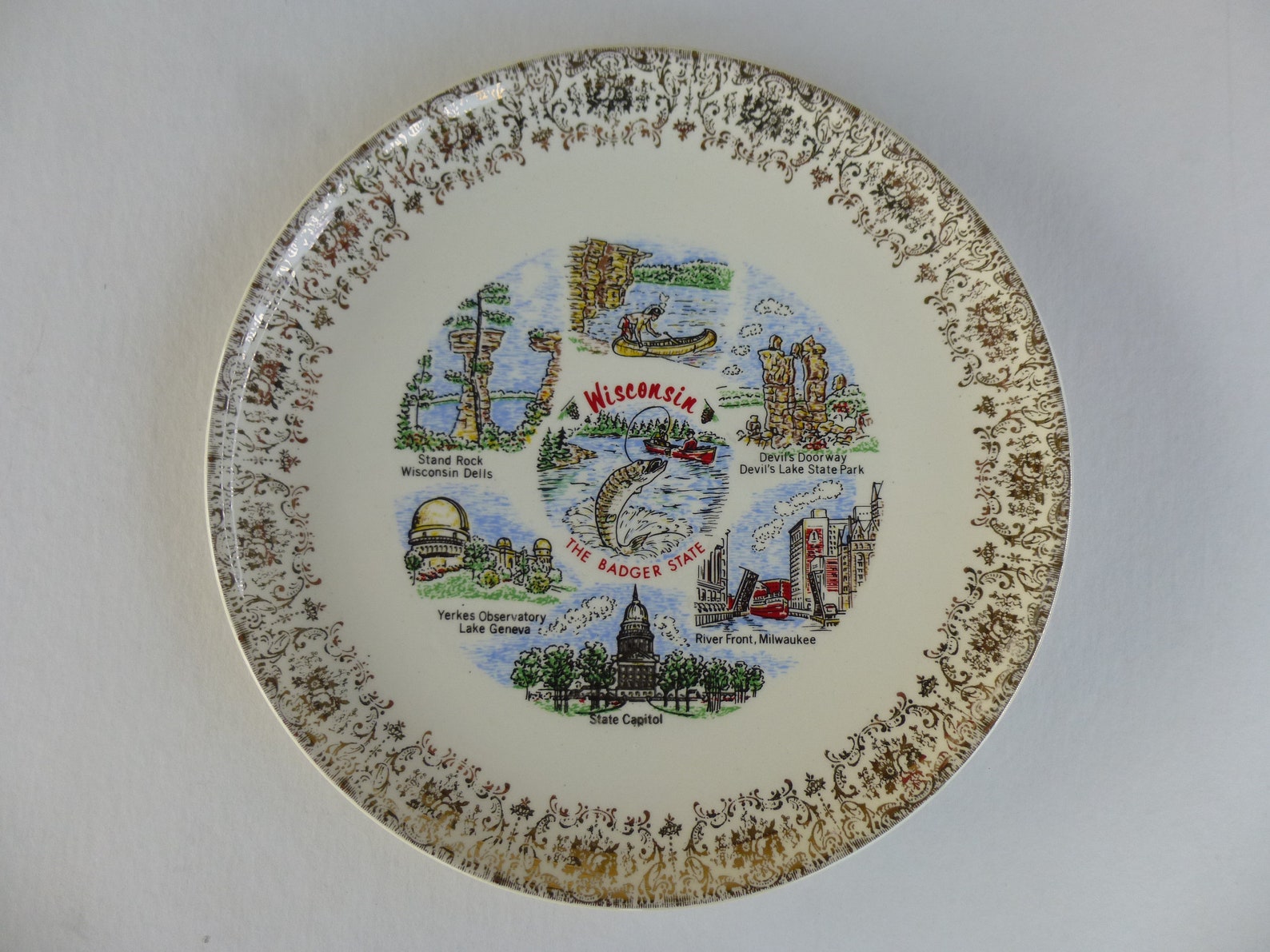 Vintage 60s Wisconsin the Badger State Collectors Plate 9 Inch Etsy