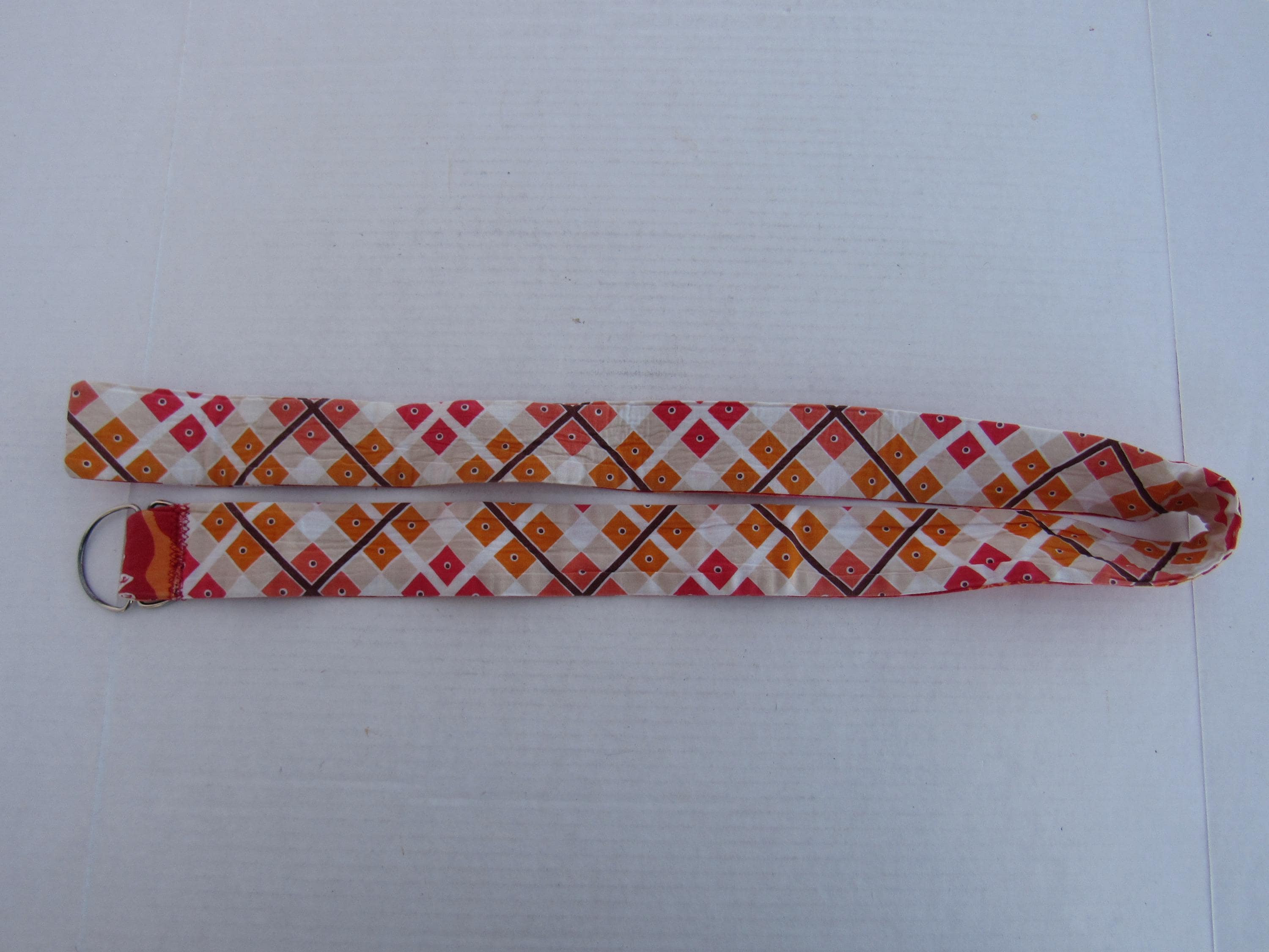 NWT Reversible Fabric Belt 1960s/1970s Retro Swirl & Pink Floral, D-Ring Closure Vintage 60s 70s Reversible Cotton Sash Belt: Floral  main image 3