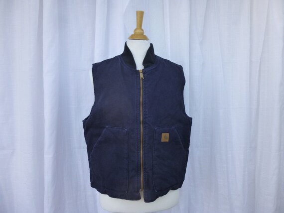 Vintage 80s 90s Carhartt Denim Outdoor Workers Zipped Vest L | Etsy