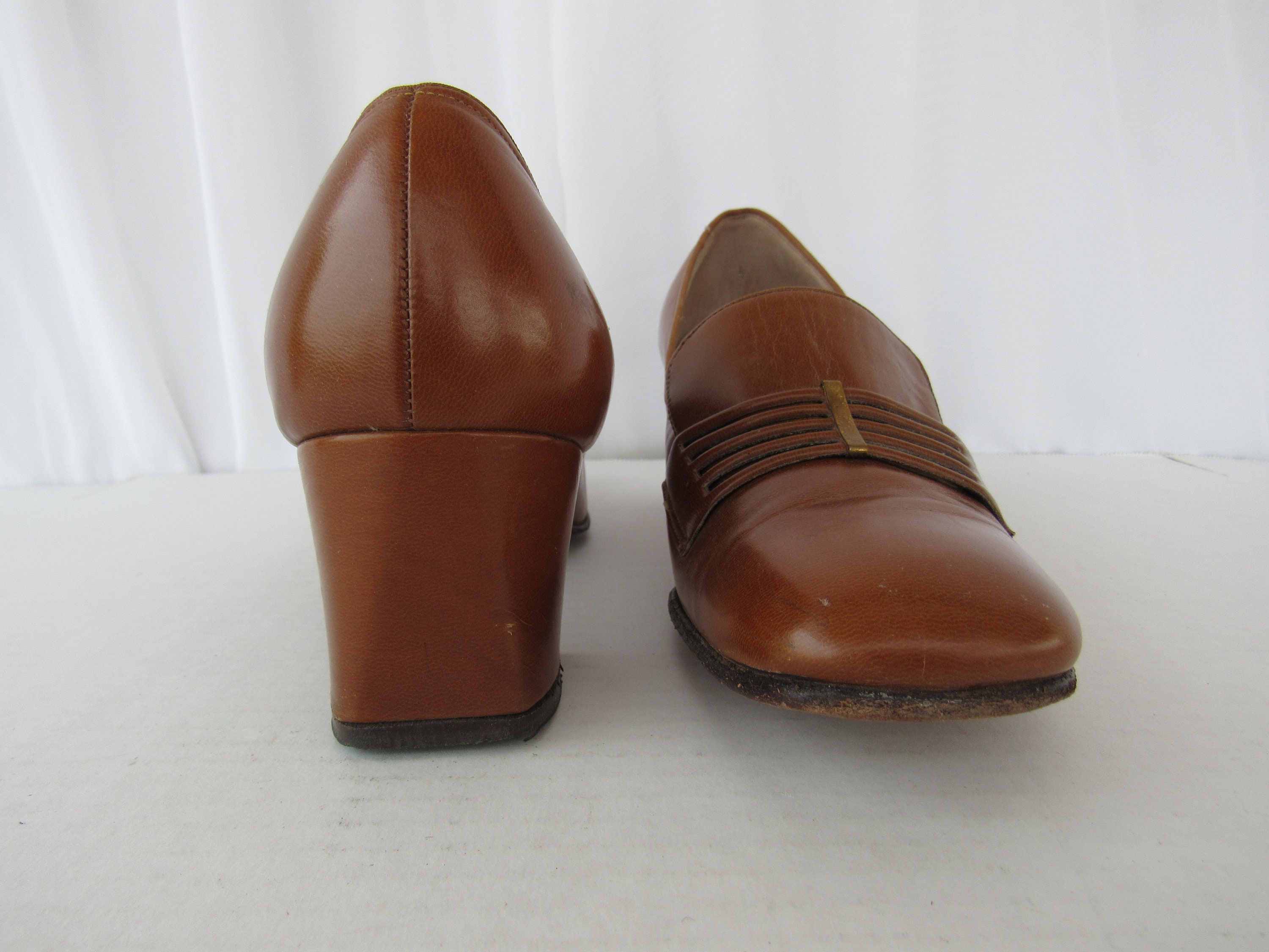 Vintage 60s 70s Florsheim Genuine Leather Slip-Ons Pumps 8 | Etsy