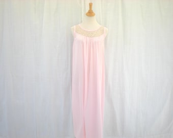 Vintage 60s Lacy Nylon Nightgown: Sleeveless Lace Maxi, Mid-Century Glam Retro | read description