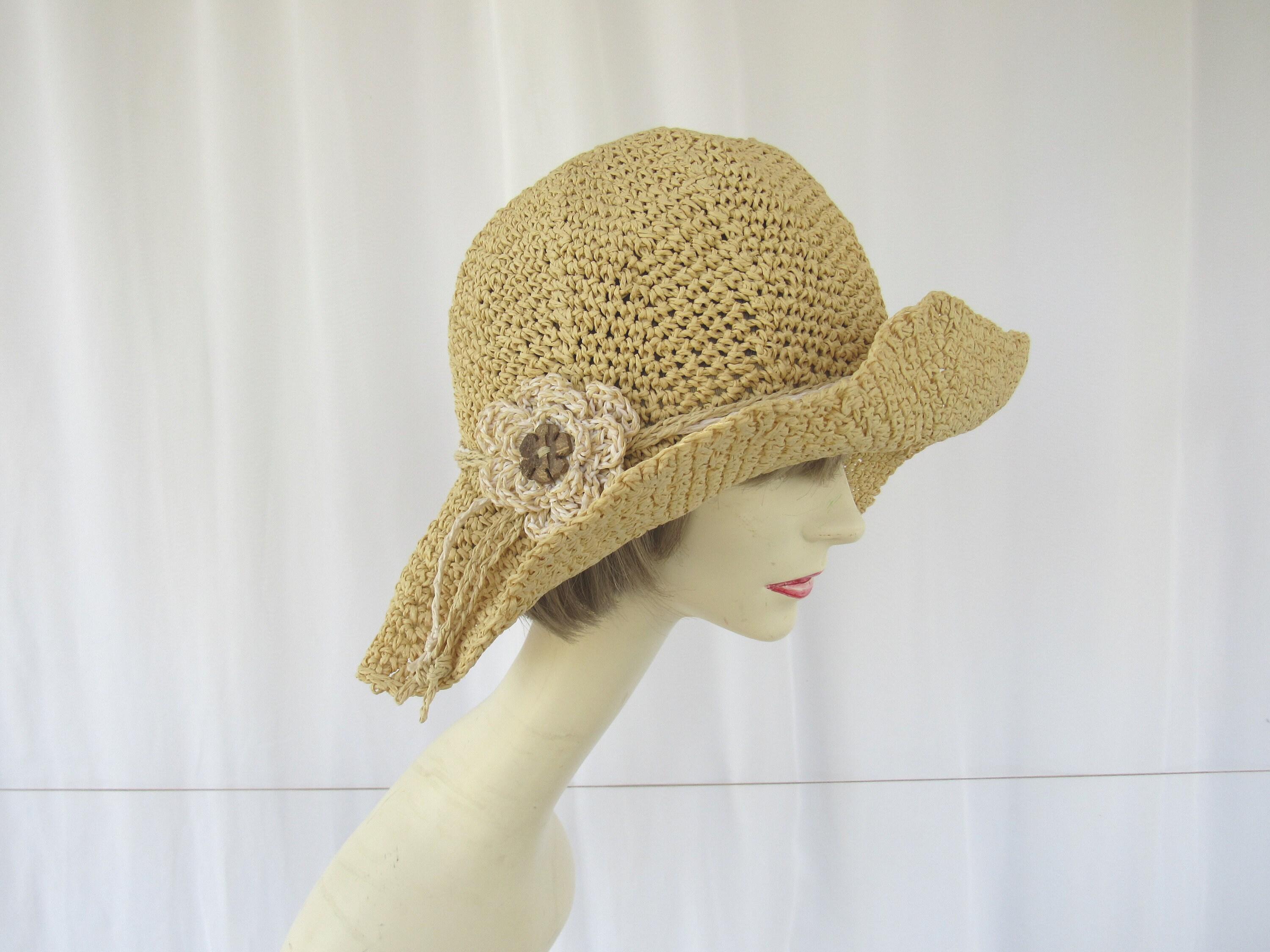 Vintage Hand Painted Straw Hat Floral Wide Brim Raffia Boho Summer Handcrafted Straw Hat With Red Flower Vintage Leather Band  main image 3