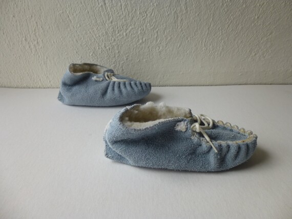 Vintage 80s English Baby Boy Booties Toddlers Sue… - image 3