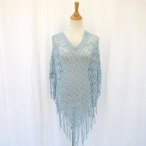Poncho de punto a crochet estilo años 2000: Poncho con flecos de diamantes y estrellas / leer descripción / Glam Garb