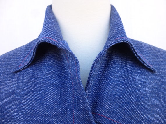 Vintage 70s Faux Denim Jersey Knit Polyester Jean… - image 5