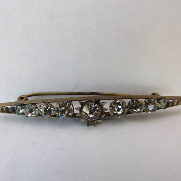 Vintage 30s 40s Faceted Rhinestone Studded Gold Tone Bar Hair Barrette Bridal Veil Pin Diadem Victorian Retro | read description | Glam Garb