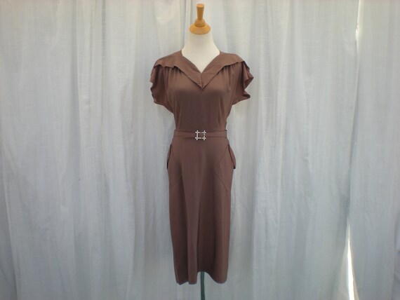 Vintage 40s 50s Calbette Draped Cascade Rayon Dres