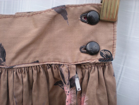 ヴィンテージ 50s 60s 花柄コットンミディスカート：ハンドメイド