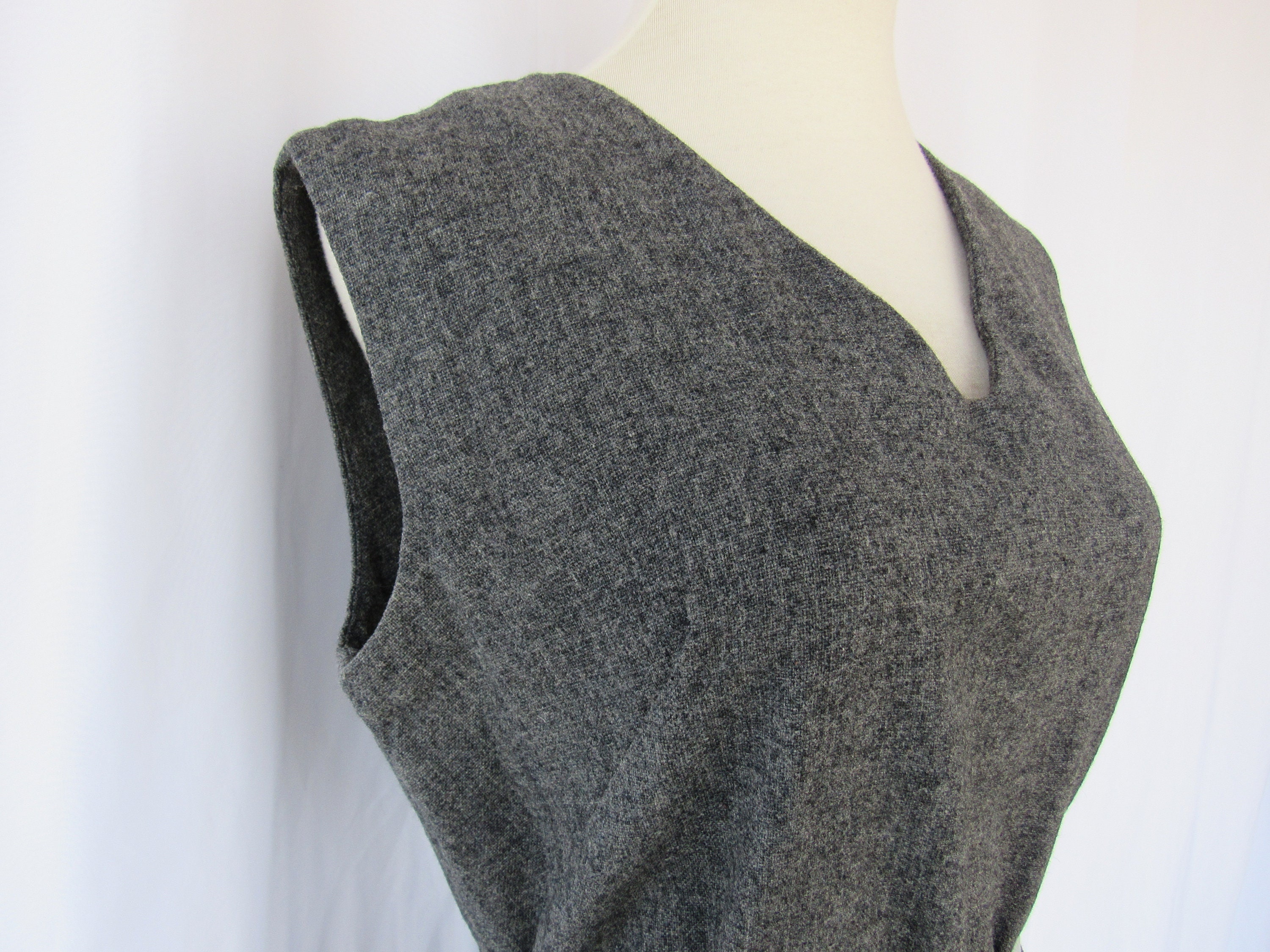 Vintage 60s Beatnik Fitted Wool Vest Dress Grey Ombre Woven | Etsy