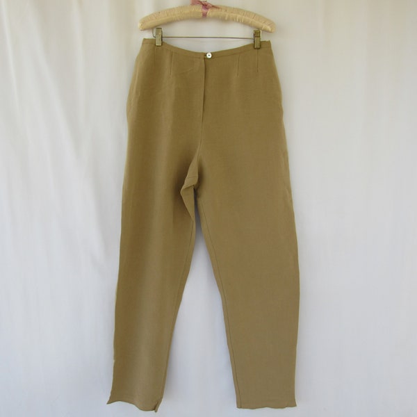 Vintage Y2K Opus 204 Seattle Woven Linen High Waisted Mother-of-Pearl Button Zip-Up Tapered Pants Pockets USA | read description | Glam Garb