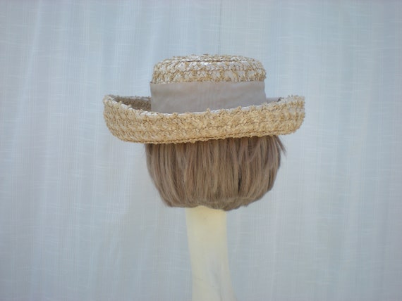 Vintage 60s Modern Miss Formal Straw Sun Bucket H… - image 6