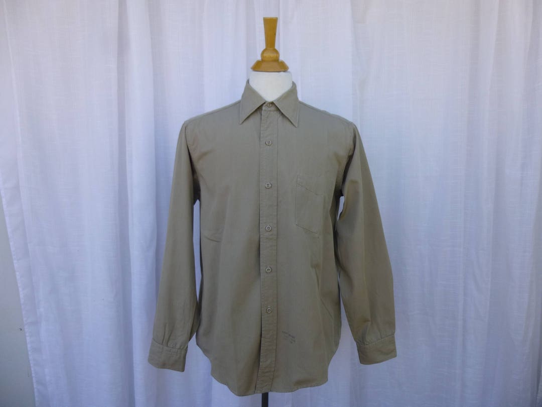 Vintage 60s Flying Cross Military Cotton Shirt M Beige Taupe - Etsy