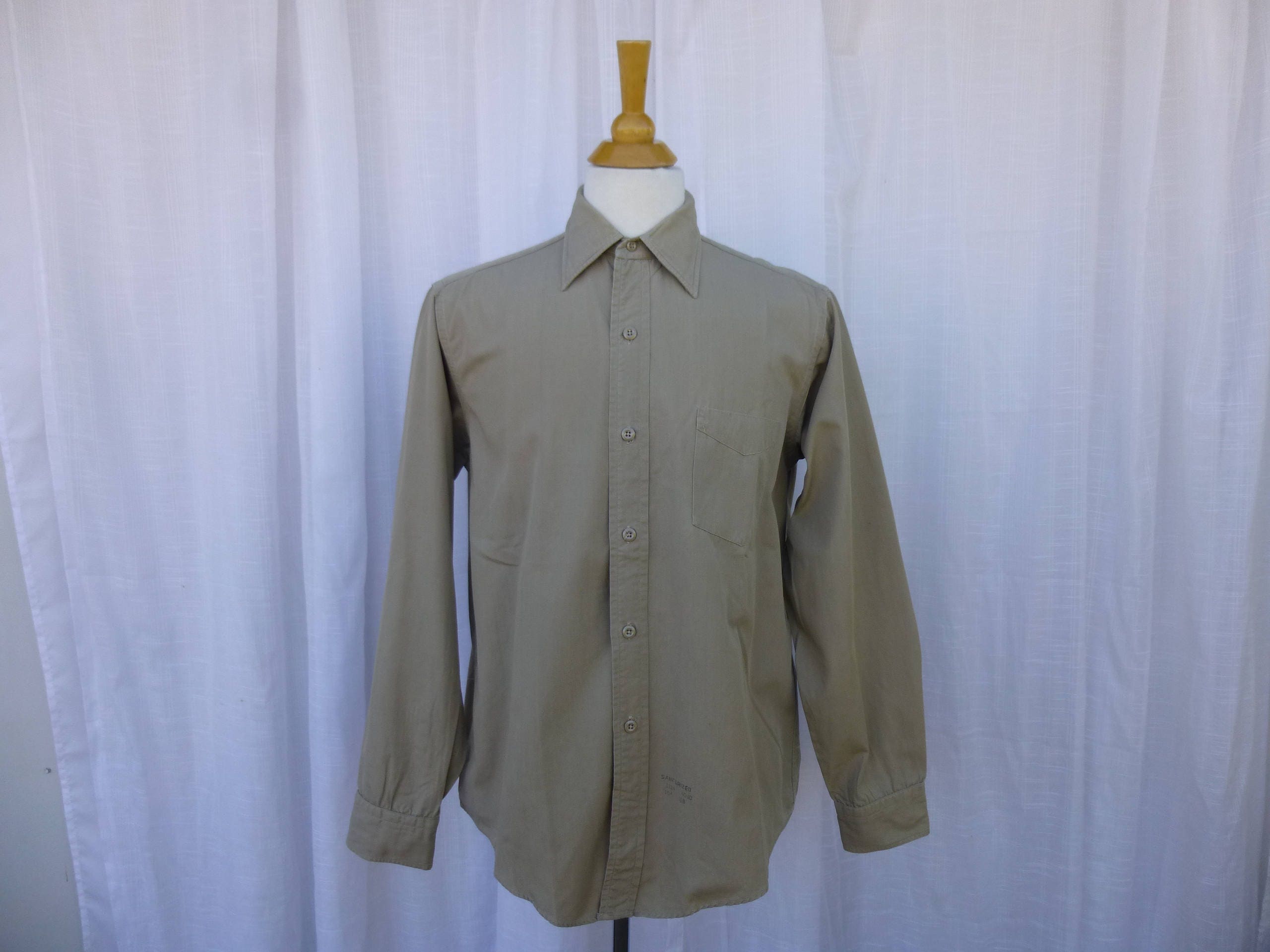 Vintage 60s Flying Cross Military Cotton Shirt M Beige Taupe | Etsy