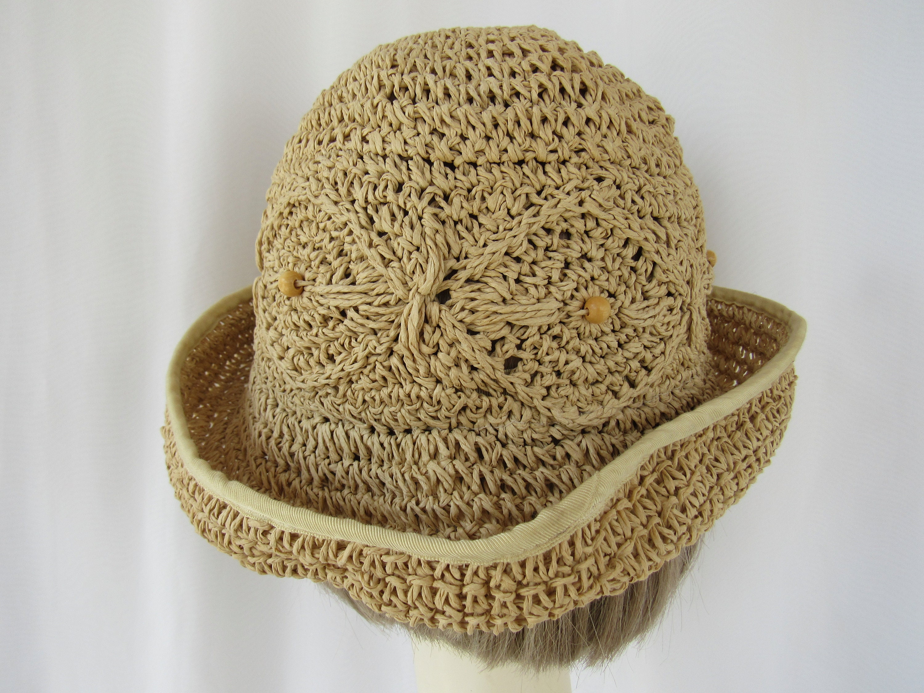 Vintage 90’s Cream Woven Paper Boho Beach Sunhat Love everything classic gingham this summer! And we have  main image 4