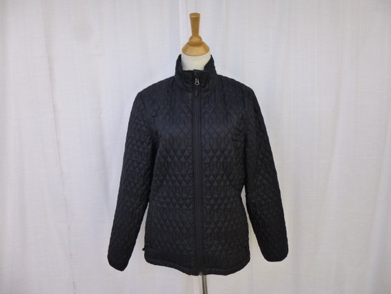 Womens Vintage Lands End Down Puffer Jacket Reversible Blue