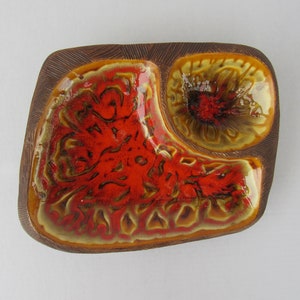 Vintage 60s California Original Atomic Glazed Ceramic Chip Dip Platter: MCM Retro | read description