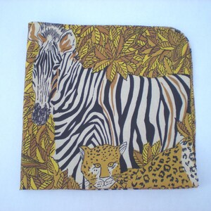 Vintage 70s Safari Zebra Leopard Floral Square Neck Scarf Headscarf Bandana Wild Animal Retro African Wildlife| read description | Glam Garb