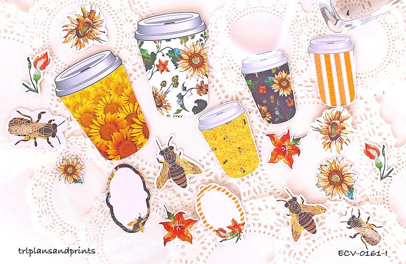 TN ECV-0161-I Die Cuts Recollections Happy Planner Erin Condren BUJO Notebook BohoShabby Chic Sunflowers /& Honey Bees