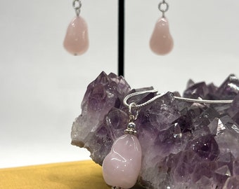 Rose quartz jewelry set