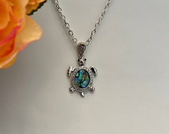 Northern Lights Labradorite Turtle Necklace