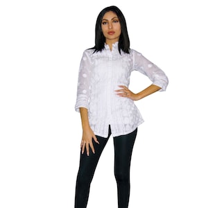 White Tunic, Women Shirt, Cotton Kurti, White Boho Blouse, Chikankari, Embroidered Chikan Kurti, Hippie Tunic, Bohemian Clothing