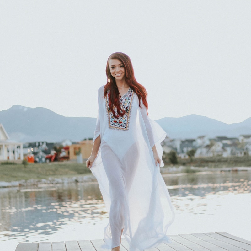 White Beach Kaftan Dress