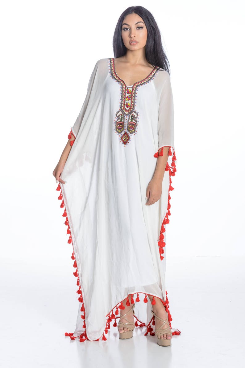white kaftan dress