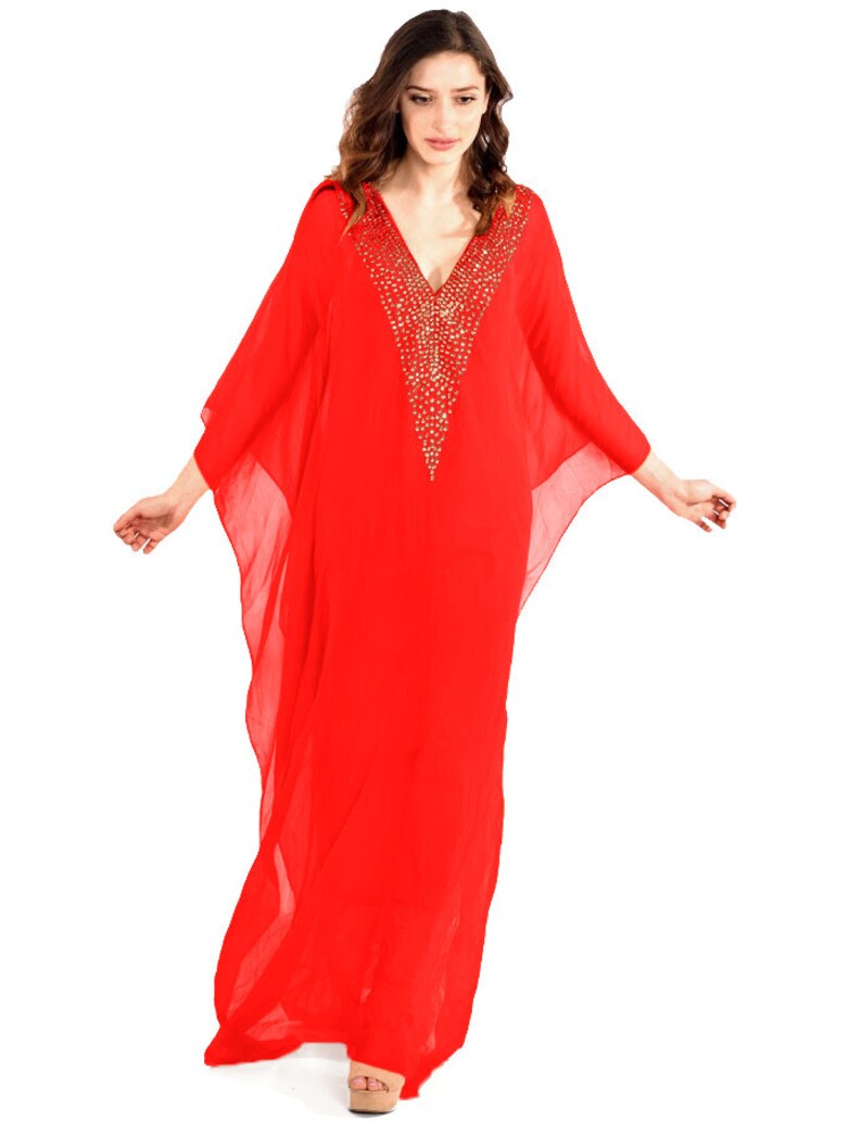 Red Kaftan Moroccan Kaftan Plus Size Clothing Dubai Kaftan Etsy