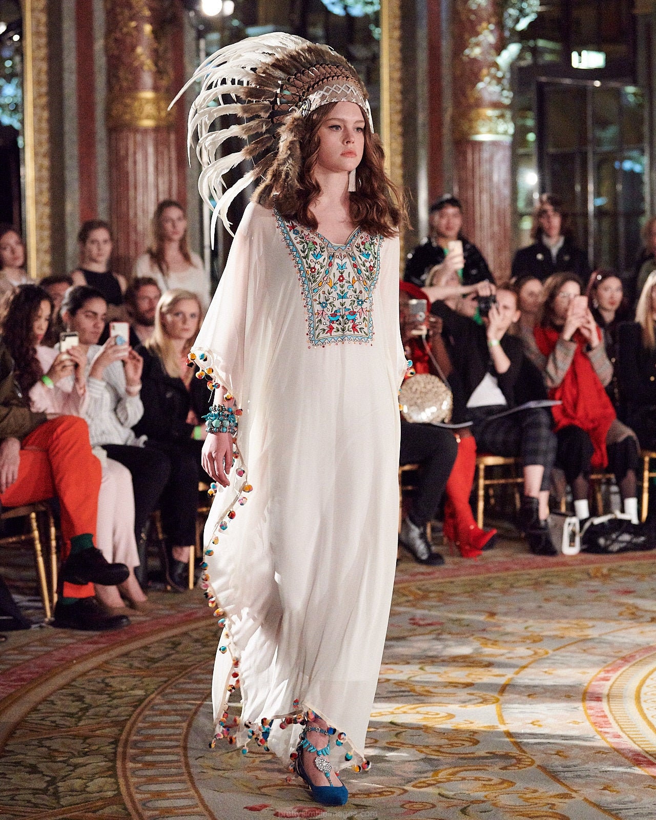 Vestido caftán blanco, ropa hippie, vestido gitano, vestido