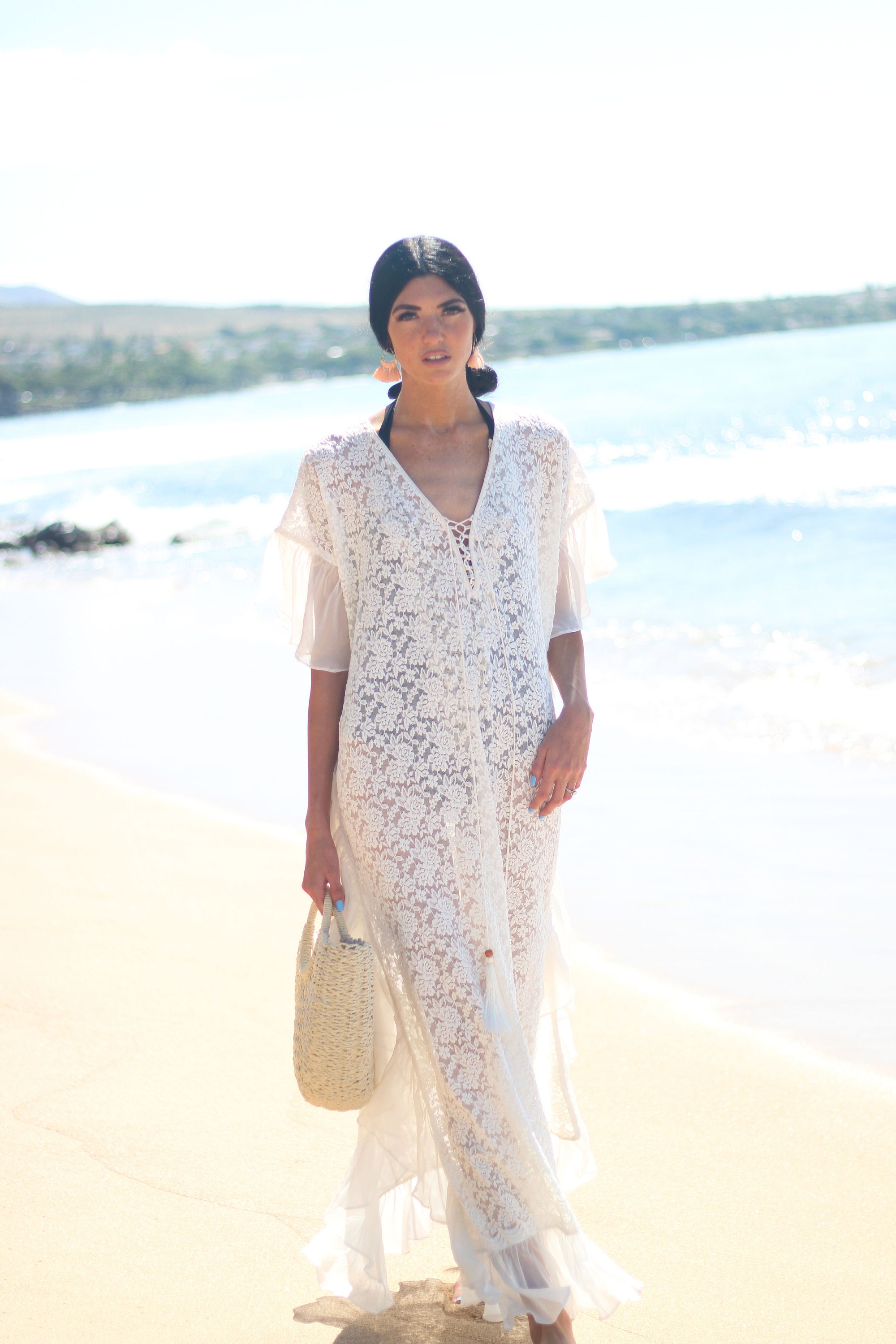 white lace kaftan