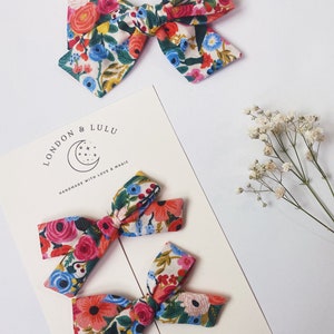 Fiocchi per capelli floreali Garden Party di Rifle Paper Co in tessuto di cotone per neonati, bambine, donne, trecce, fasce per capelli
