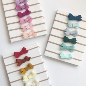 You pick 3 merino wool baby bow nylon headbands or clip newborn toddler infant girls women’s tiny mini small little colors