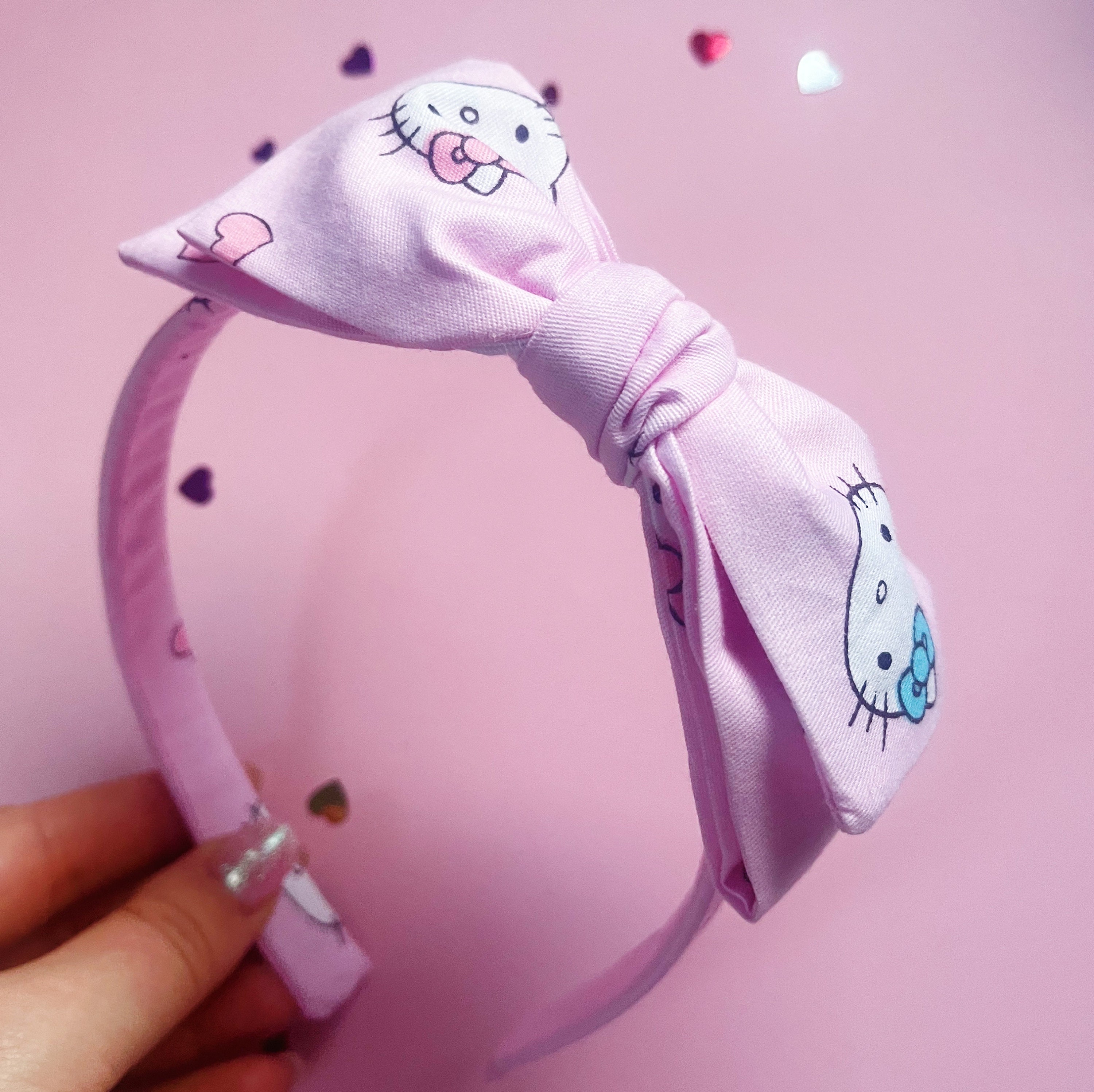 Pink Hello Kitty Big Bow Headband Hearts Pastel Girls  display picture 1