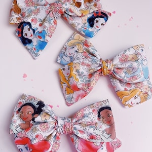Princess floral twirl hair bow clip or headband Ariel tiana Cinderella belle Aurora  Snow White medium large magic parks hair style tiara