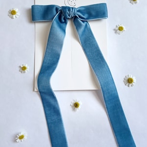 Lana velvet bow Dusty Blue couqette ribbon hair clip womens girls ballerina princess French velvet