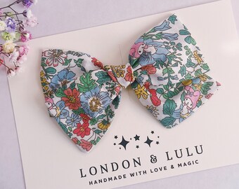 Liberty of London x melody bow girls hair clip kids pigtails women’s baby headbands bunny garden floral green pink blue yellow