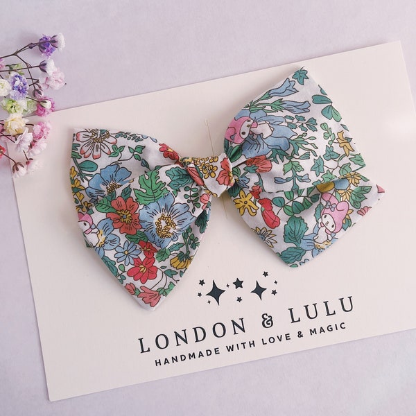 Liberty of London x melody bow girls hair clip kids pigtails women’s baby headbands bunny garden floral green pink blue yellow